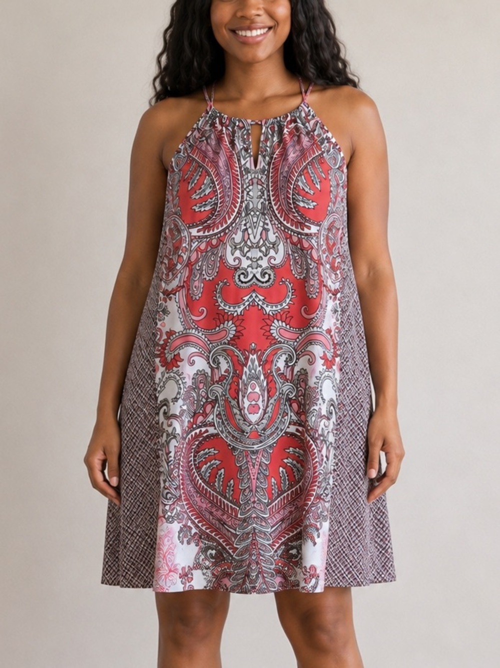 International Concepts Spring Romance Paisley Halter Mini Dress Large NWT